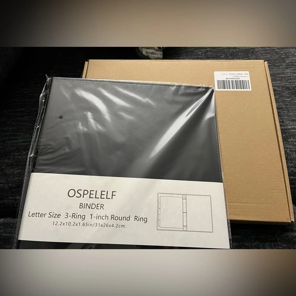 Ospelelf Vintage Hardcover 3 Ring 1 inch Faux Leather Binder, NIB